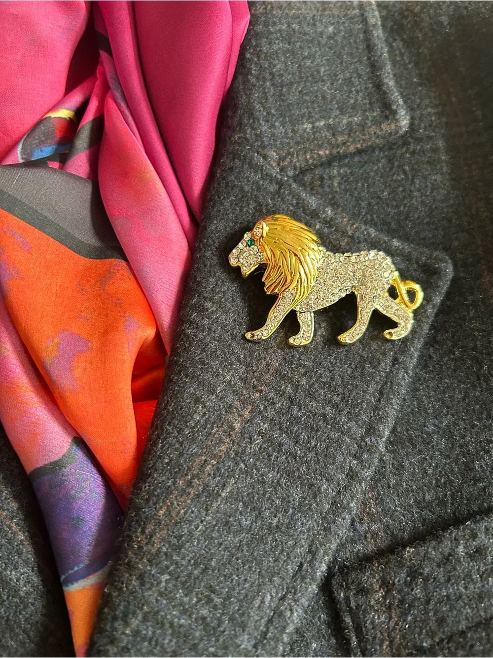 #VintageBrooch by Craft. Gold-toned beautiful Rhinestone Lion. Timeless Style!